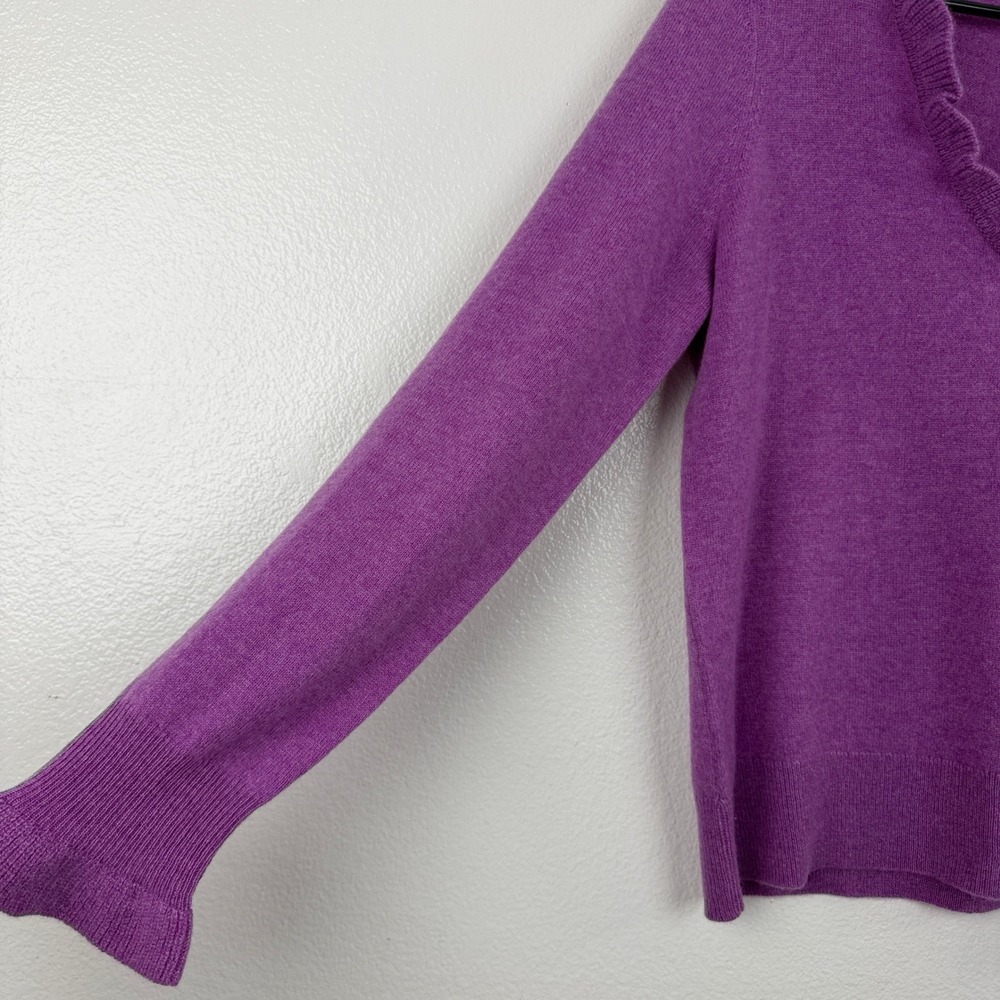 Sundance Sweater Womens Medium Purple Gisella Ruffle Neck Bell Cuff Long Sleeve - Picture 4 of 9
